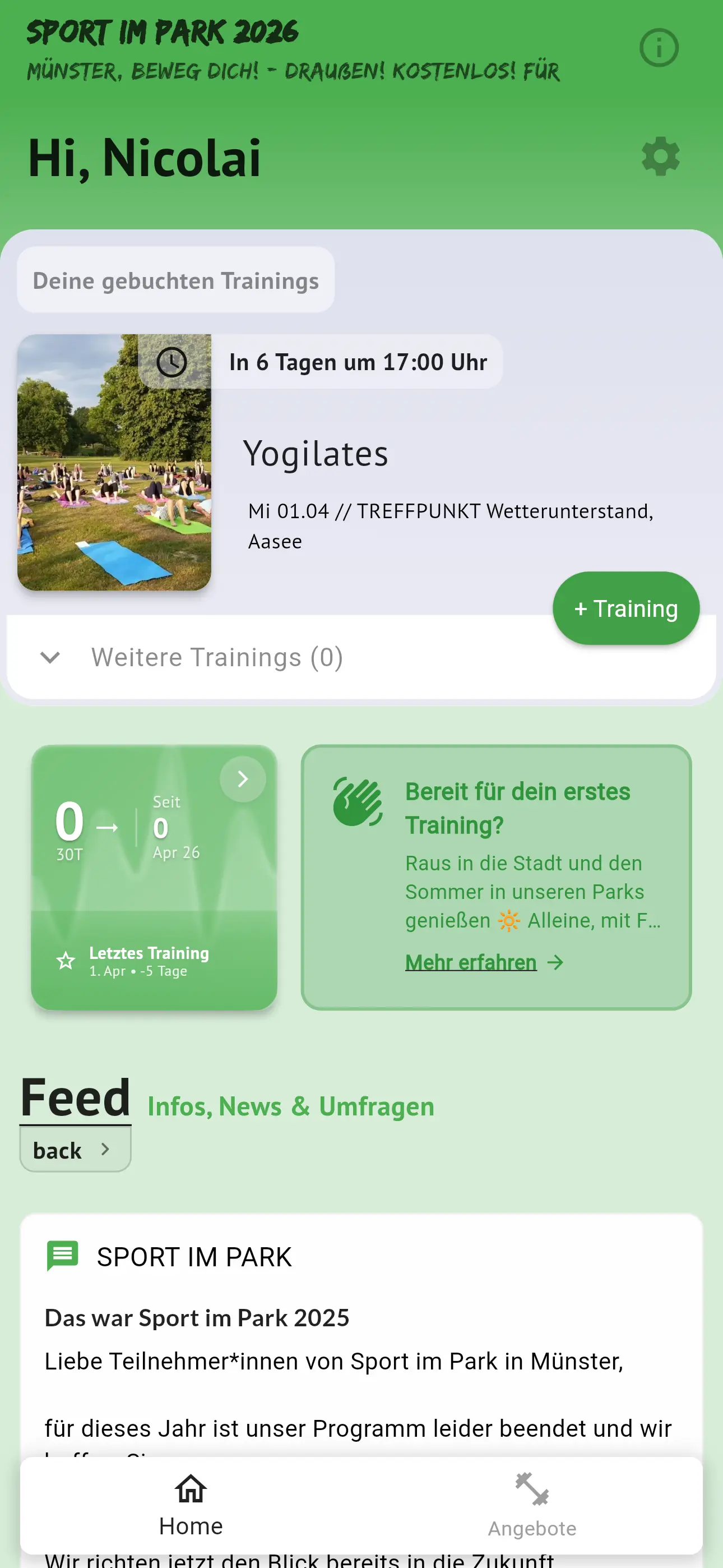 Sport im Park App Screenshot
